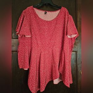 SHEIN Curve Hi-Lo Polka Dot Blouse - Size 3XL